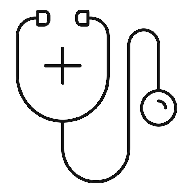 Icono de estetoscopio médico Icono de vector de estetoscopio médico de esquema para diseño web aislado sobre fondo blanco