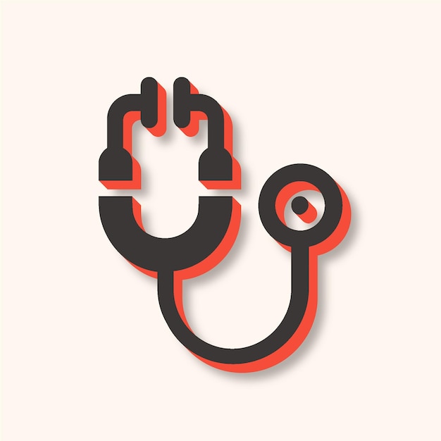 Icono de estetoscopio moderno versátil en marrón y naranja con fondo elegante