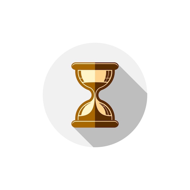 Icono estilizado conceptual de tiempo. Reloj de arena antiguo aislado en blanco, elegante pictograma de reloj.