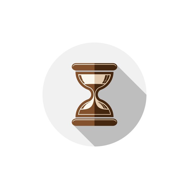 Icono estilizado conceptual de tiempo. Reloj de arena antiguo aislado en blanco, elegante pictograma de reloj.