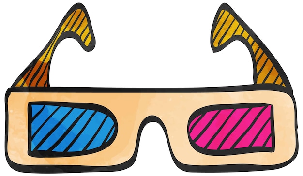 Vector icono de estilo acuarela gafas 3d