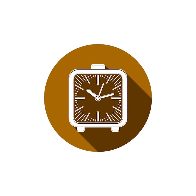 Icono de estilo conceptual de tiempo, reloj de escritorio simple colocado en un círculo. se puede utilizar en publicidad y como elemento web.