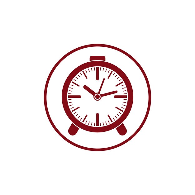 Icono de estilo conceptual de tiempo, reloj de escritorio simple colocado en un círculo. Se puede utilizar en publicidad y como elemento web.