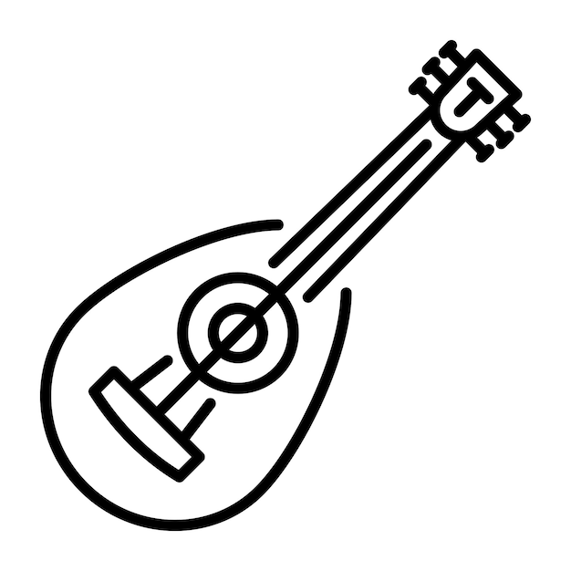 Un icono de estilo de contorno de un instrumento de laúd