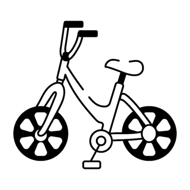 Icono de estilo dibujado a mano de una bicicleta retro