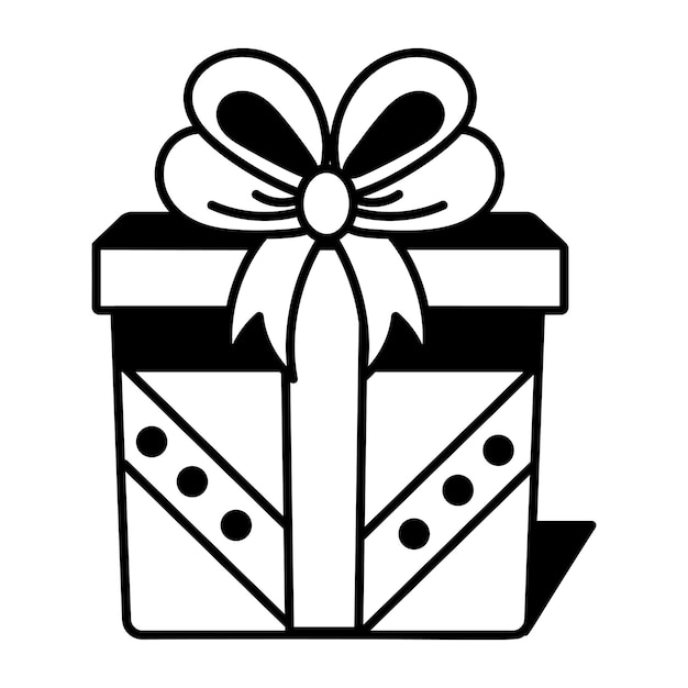 Un icono de estilo dibujado a mano de una caja de regalos