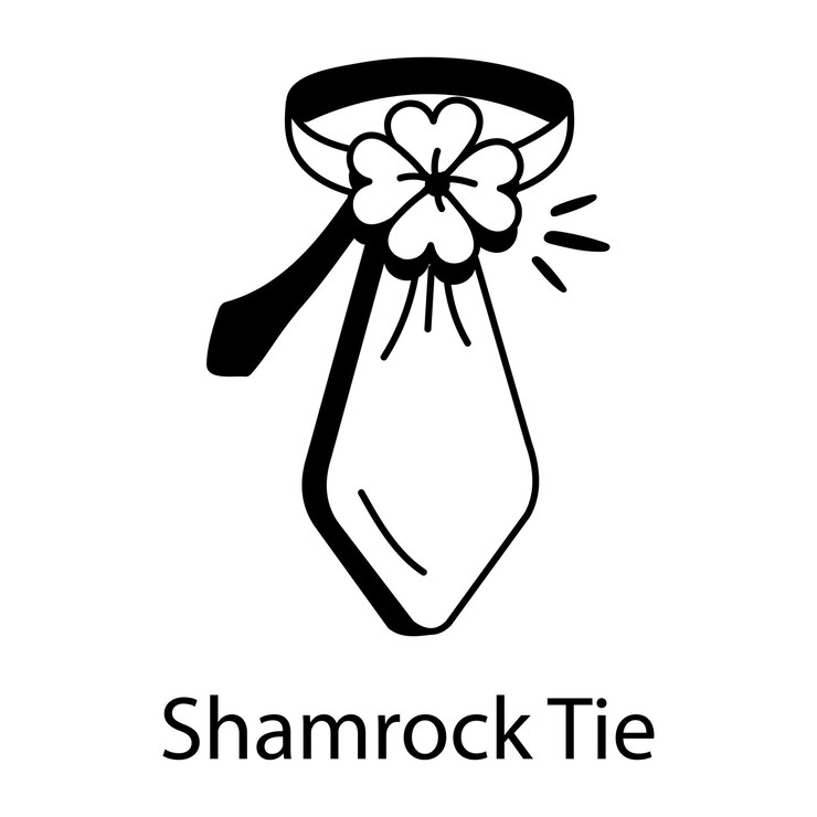 Vector icono de estilo dibujado a mano con corbata de shamrock