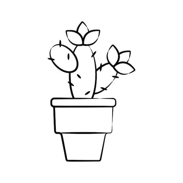 Un icono de estilo dibujado a mano de moda de una olla de cactus