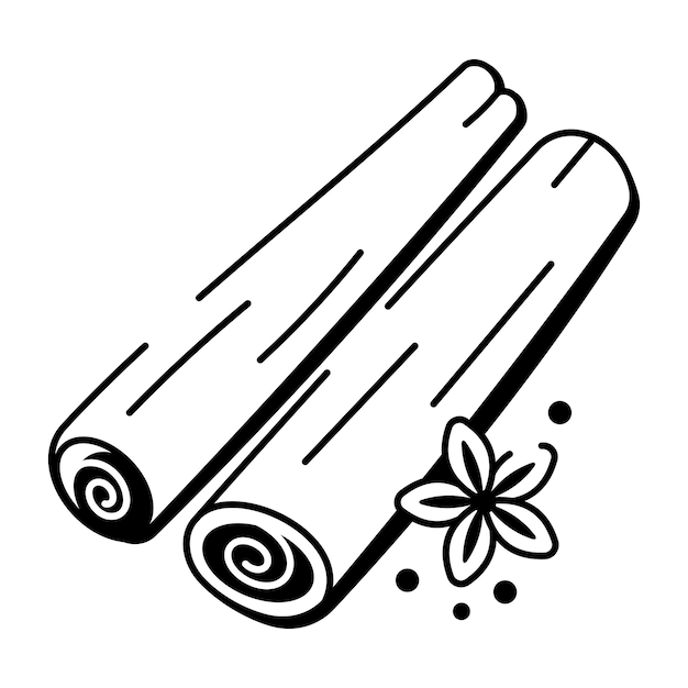 Icono de estilo dibujado a mano con un palo de canela