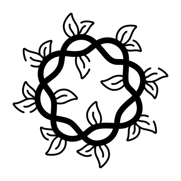 Icono de estilo dibujado a mano de las vides de hiedra