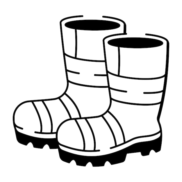 Un ícono de estilo de dibujo de botas de seguridad