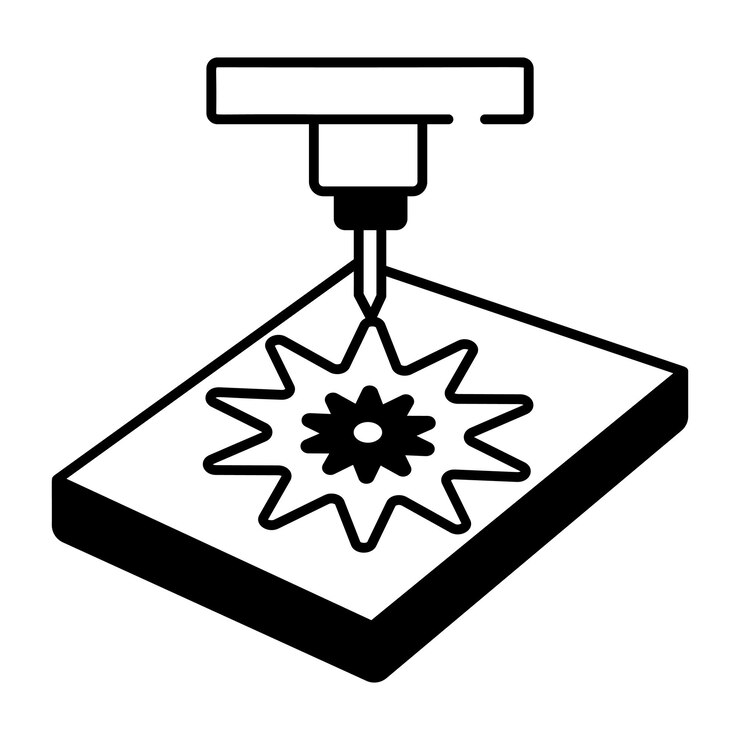 Vector un icono de estilo de dibujo de corte por láser