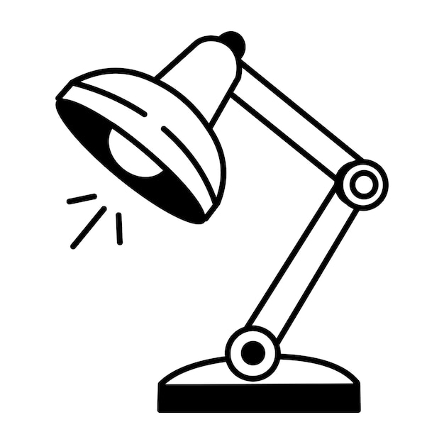 Un icono de estilo de dibujo de la lámpara de escritorio