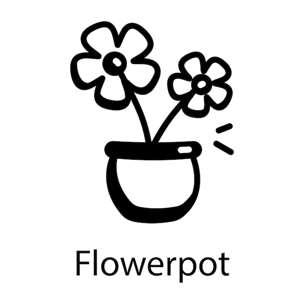 Un ícono de estilo de dibujo de una olla de flores