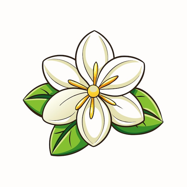 Icono de estilo de dibujos animados de flor de jazmín Ilustración de clipart vectorial