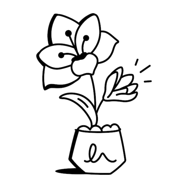 Un icono de estilo doodle de la flor de la amaryllis