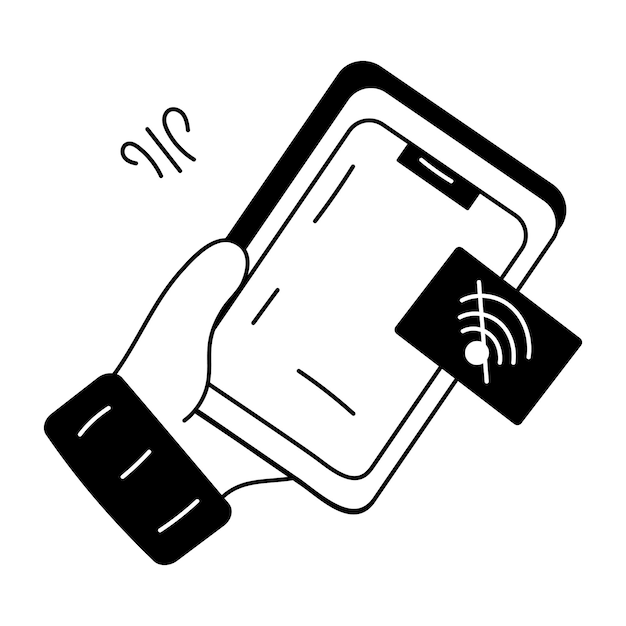 Icono de estilo doodle de móvil sin conexión wifi