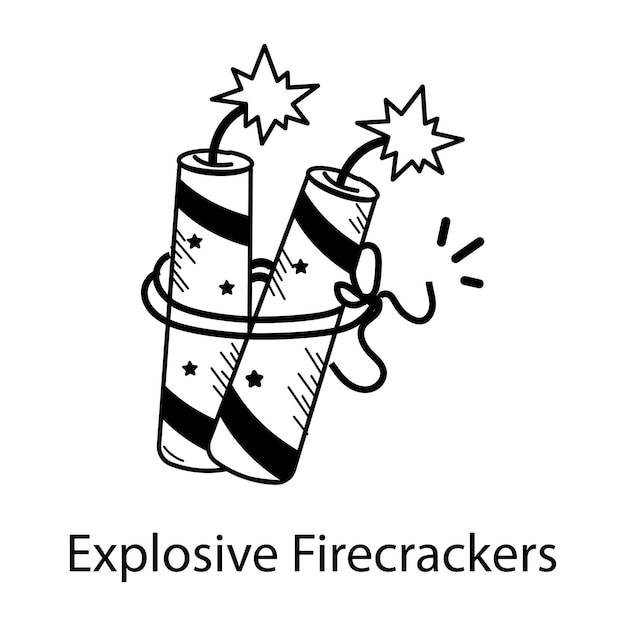 Un icono de estilo doodle de petardos explosivos
