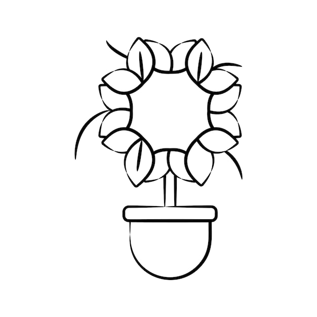 Un icono de estilo doodle de una planta de interior de jardín