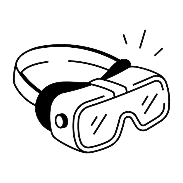 Un icono de estilo doodle que representa el auricular vr