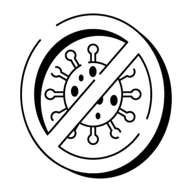 Un icono de estilo doodle que simboliza la prevención de virus