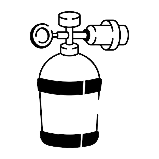 Un icono de estilo doodle de un tanque de oxígeno
