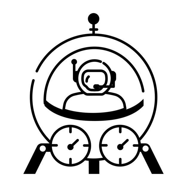 Vector icono de estilo de esquema de viaje espacial