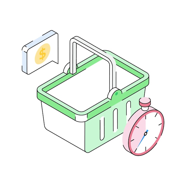 Icono de estilo isométrico fácil de editar que muestra una oferta limitada