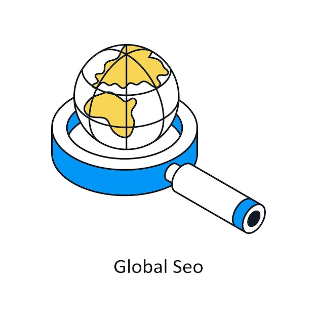 Ícono de estilo isométrico global de Seo Símbolo en fondo blanco Archivo EPS 10