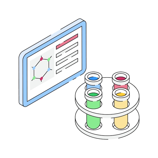 Icono de estilo isométrico moderno que muestra una conferencia de química