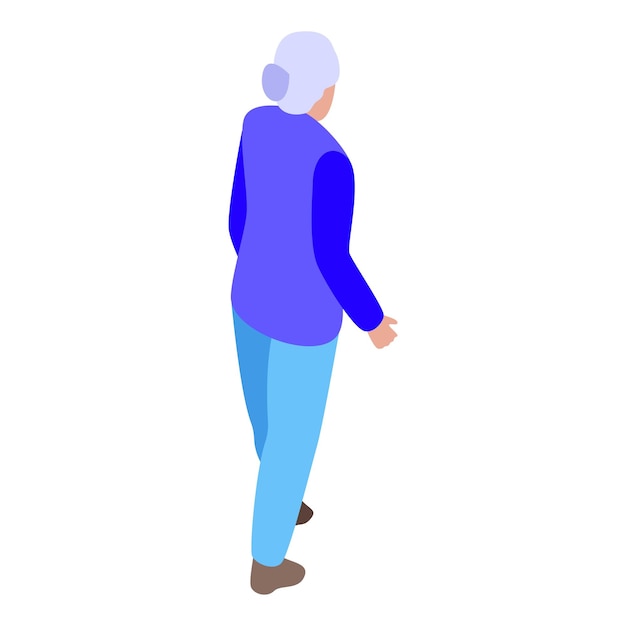 Icono del estilo isométrico de la mujer mayor que camina