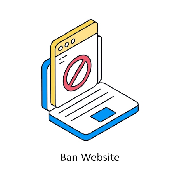 Icono de estilo isométrico del sitio web Símbolo de prohibición en fondo blanco Archivo EPS 10