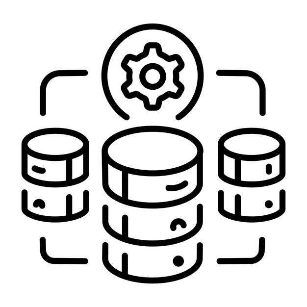 Un icono de estilo de línea de la configuración de datos