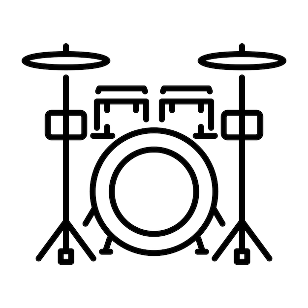 Un icono de estilo de línea de un conjunto de tambores
