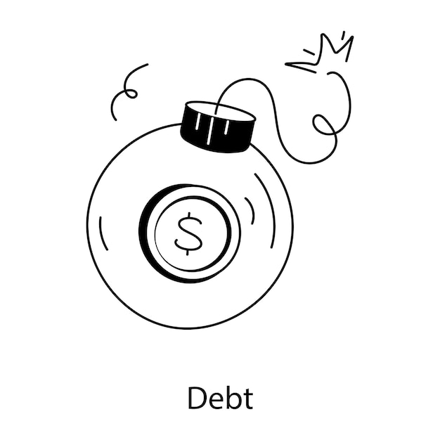 Un icono de estilo de línea editable de la deuda