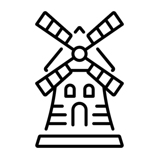 Un icono de estilo de línea de un molino de harina