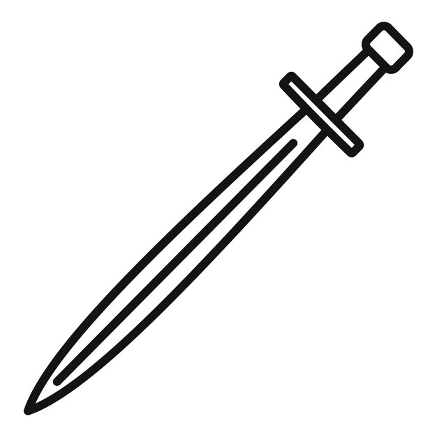 Icono de estilo de línea que representa una espada de doble filo