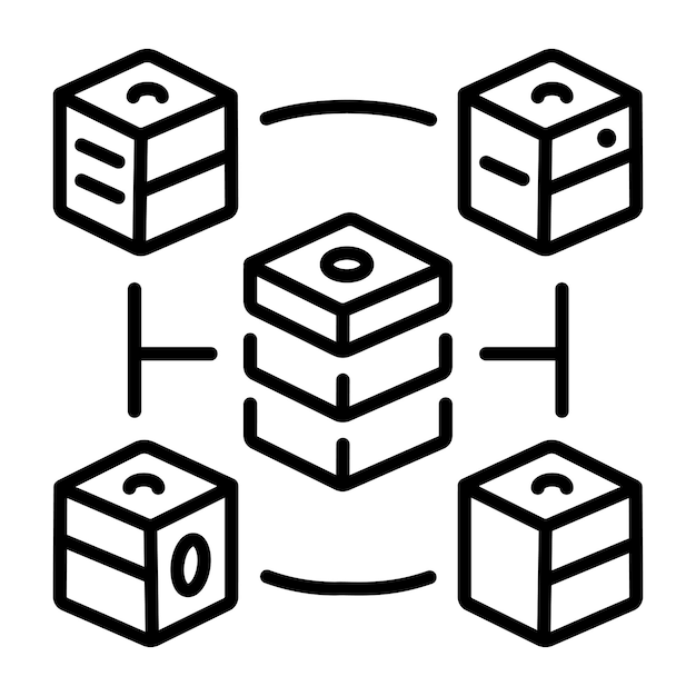Un icono de estilo lineal de almacenamiento distribuido