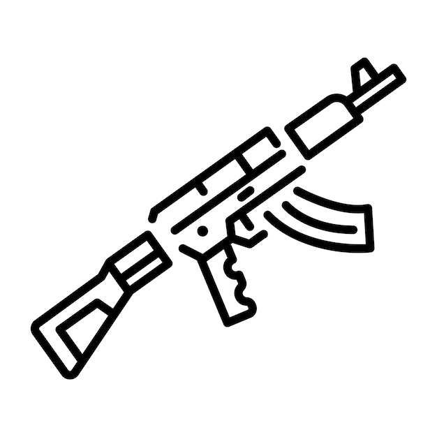 Un icono de estilo lineal de la pistola rusa