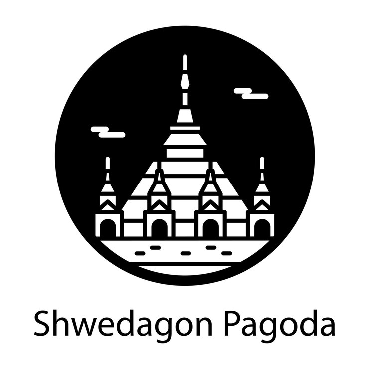 Vector un ícono de estilo lleno de la pagoda shwedagon
