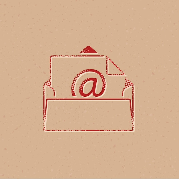 Vector icono de estilo de medios tonos de correo electrónico con ilustración de vector de fondo grunge