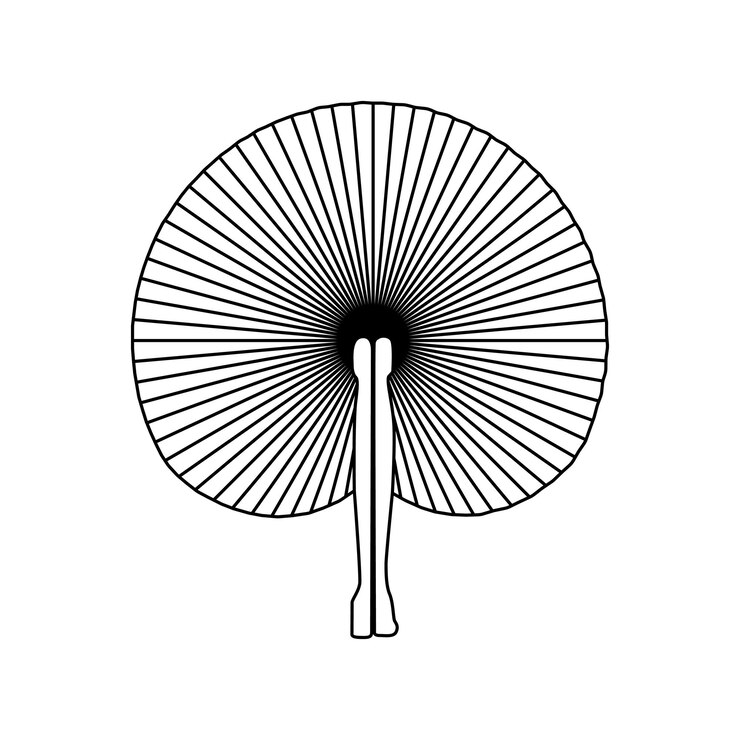 Un icono de estilo retro que representa un ventilador portátil vintage que recuerda a los años veinte