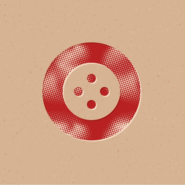 Icono de estilo de semitono de botón con ilustración de vector de fondo grunge