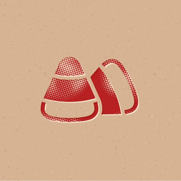 Icono de estilo de semitono de caramelo con ilustración de vector de fondo grunge