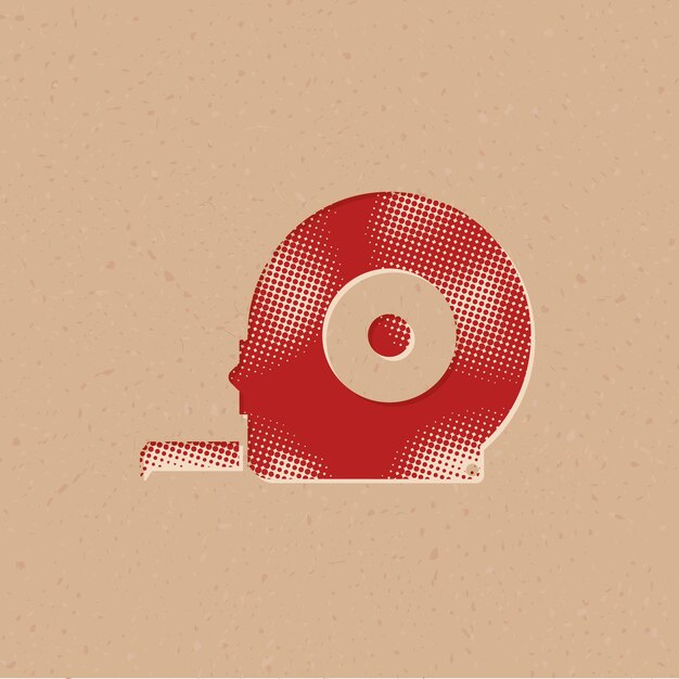 Icono de estilo de semitono de cinta métrica con ilustración de vector de fondo grunge
