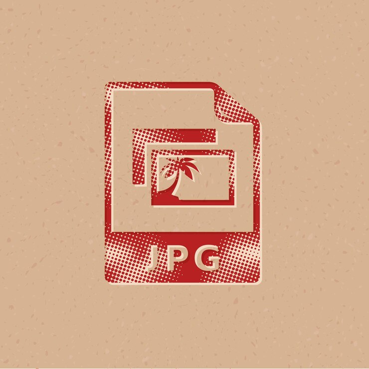 Vector icono de estilo de semitono de formato de archivo de imagen con ilustración de vector de fondo grunge