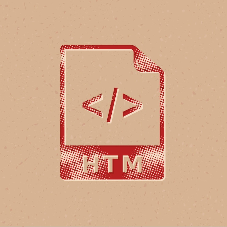Vector icono de estilo de semitono de formato de archivo de página web con ilustración de vector de fondo grunge