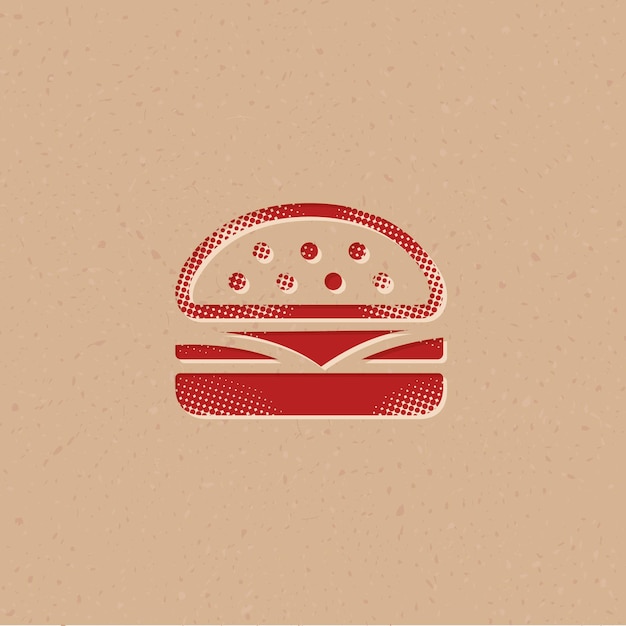 Vector icono de estilo de semitono de hamburguesa con ilustración de vector de fondo grunge