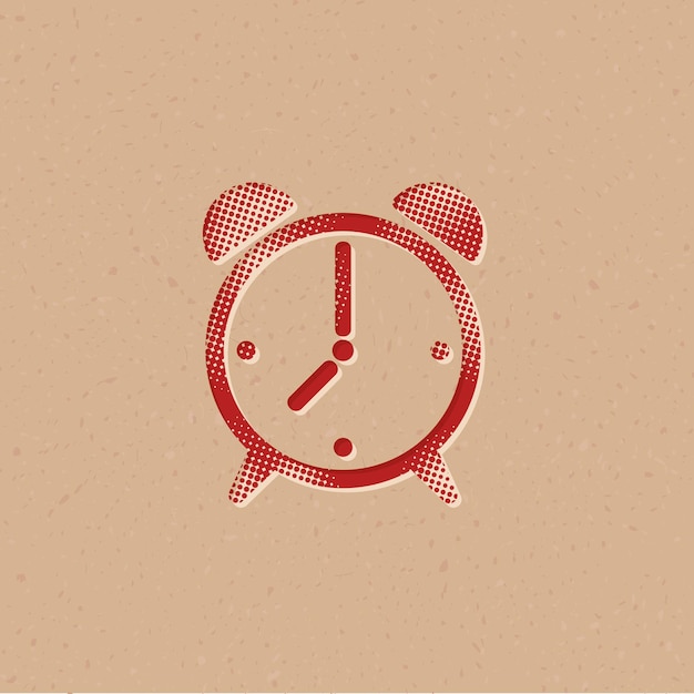 Icono de estilo de semitono de reloj con ilustración de vector de fondo grunge