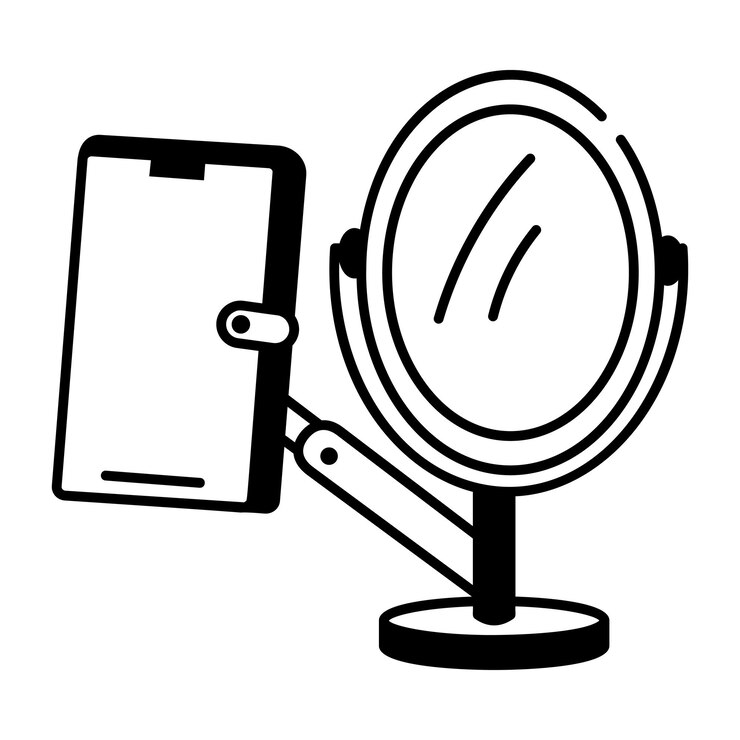 Vector un icono de estilo sketchy del espejo de vanidad